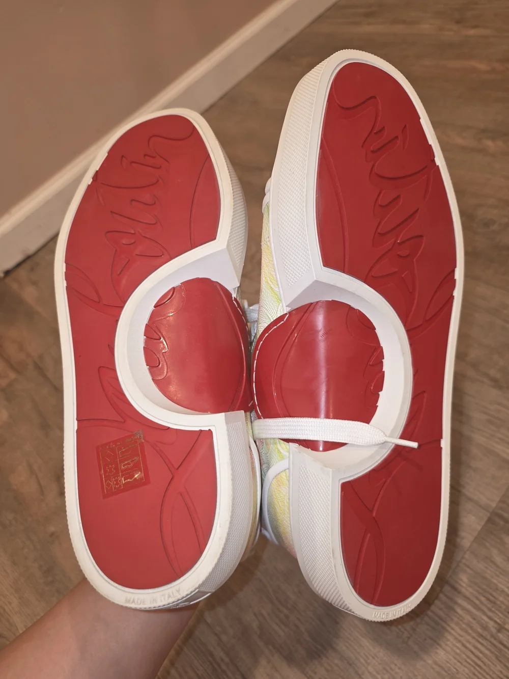 Christian Louboutin Pastel Floral Low-Top Sneakers with Red Sole